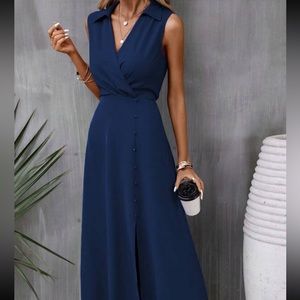 Blue dress with button detail